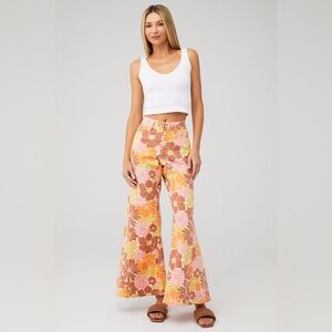 Show Me Your MuMu Floral Wide Leg Pants - Pink, Orange, Yellow